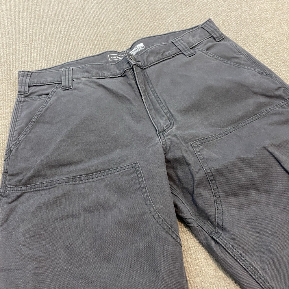 Carhartt Double Knee Pants Mens 36x34 Relaxed Fit Grunge Distressed Gray Faded